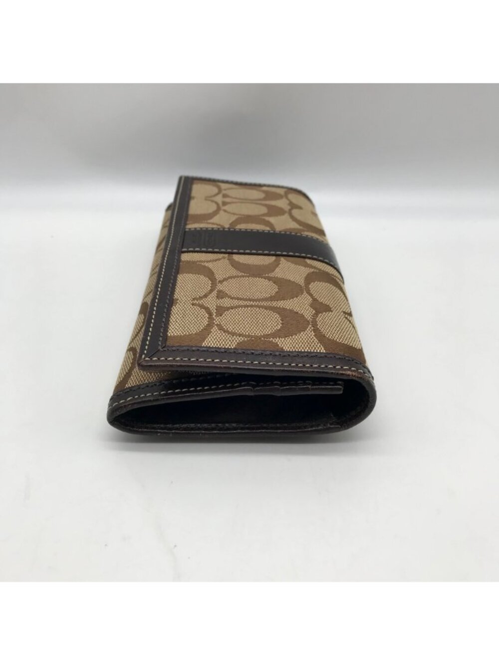 Coach Brown Canvas And Leather Monogram Trifold Wallet - Picture 3 of 12